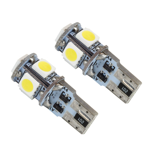 T10 5 LED 3 Chip SMD Bulbs (Pair)