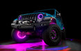 Aqua jeep with pink LED halos and wheel rings.