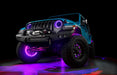 Aqua jeep with purple LED halos and wheel rings.