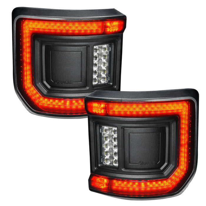 Tinted Flush Mount LED Tail Lights for Jeep Gladiator JT with brake lights on.