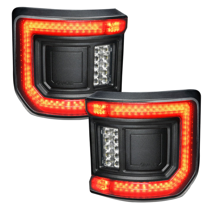 Tinted Flush Mount LED Tail Lights for Jeep Gladiator JT with running lights on.