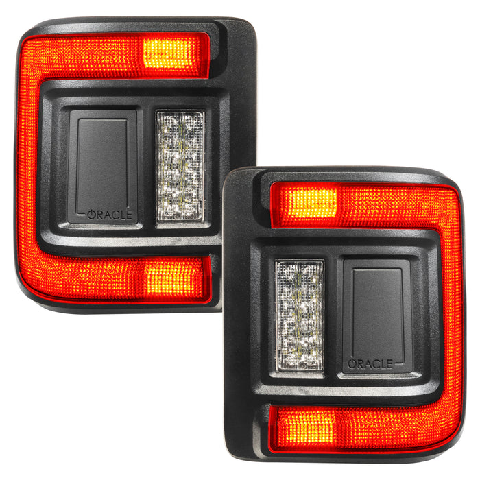 Front view of Flush Mount LED Tail Lights with standard lens and brake lights on.