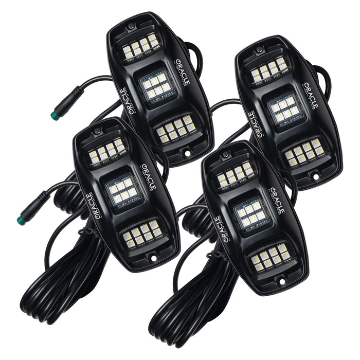 4 rock lights with wiring.