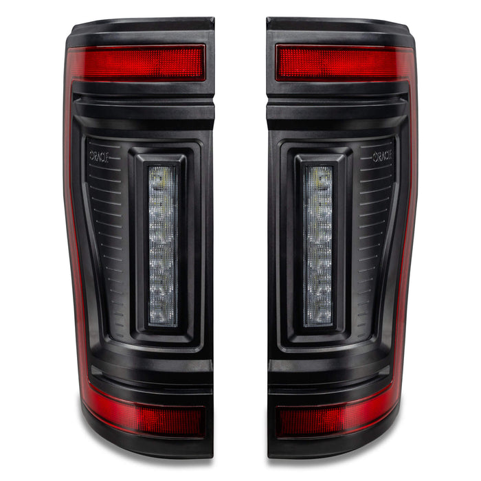 Straight front view of Flush Mount LED Tail Lights for 2017-2022 Ford F-250/350 Superduty with standard lens.