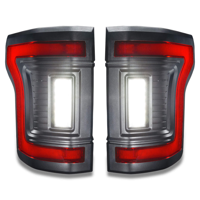 Front view of Flush Style LED Tail Lights for 2015-2020 Ford F-150 with reverse lights on