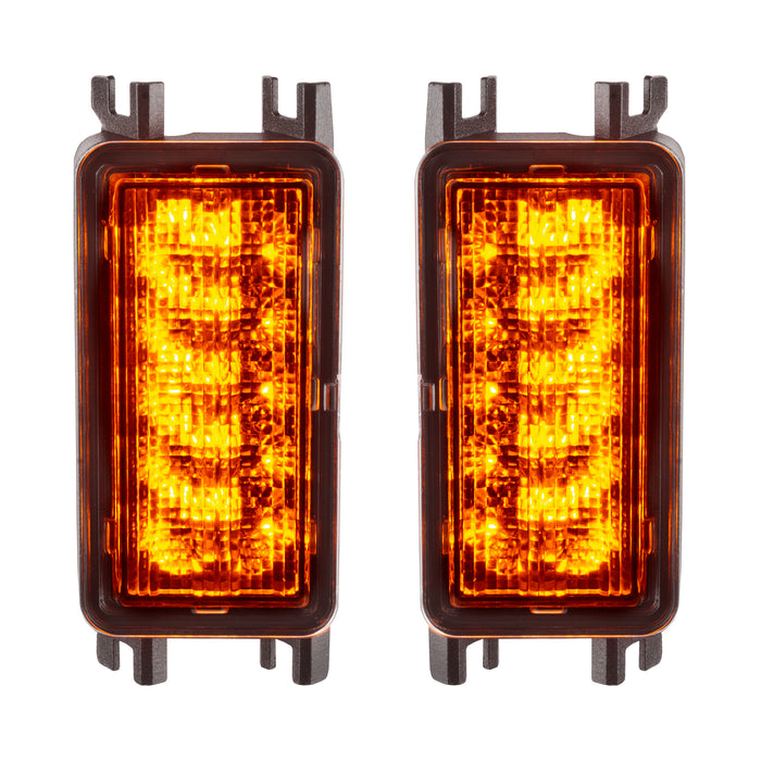 Front product view of Dual Function Amber/White Reverse LED Module for Jeep Wrangler JL Flush Tail Lights with amber LEDs