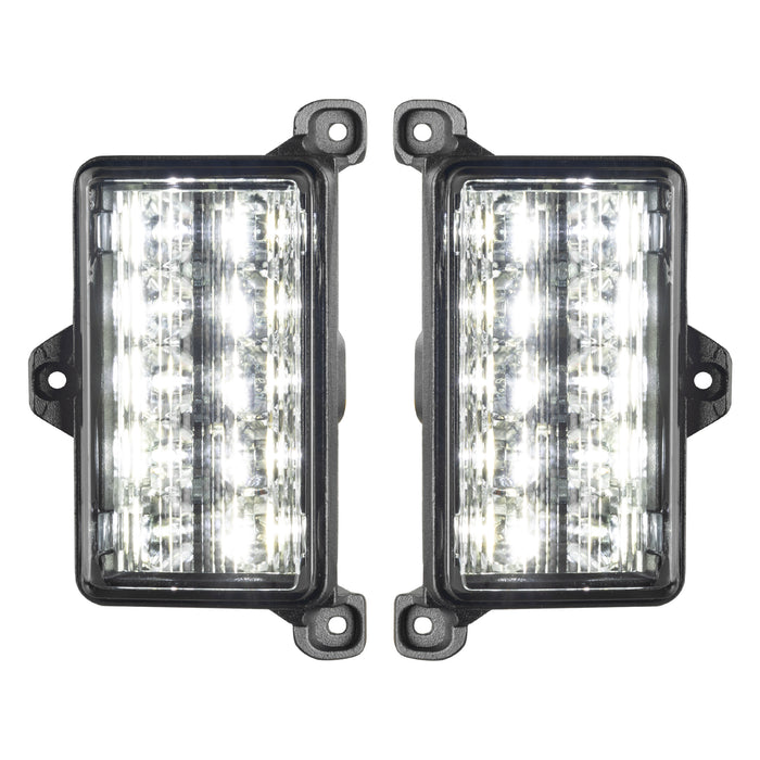 Front product view of Dual Function Amber/White Reverse LED Module for Jeep Gladiator JT Flush Tail Lights with white LEDs