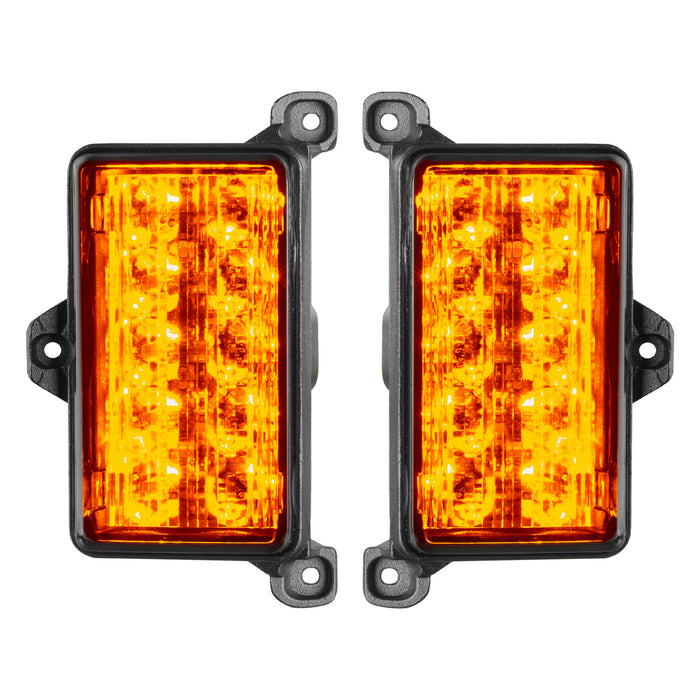 Front product view of Dual Function Amber/White Reverse LED Module for Jeep Gladiator JT Flush Tail Lights with amber LEDs