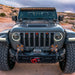 Front end of a Jeep Gladiator JT with Universal Pre-Runner Style LED Grill Light Kit installed.