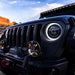 Close-up on the front end of a Jeep Gladiator JT with multiple ORACLE Lighting products installed, including Pre-Runner Style LED Grill Light Kit.