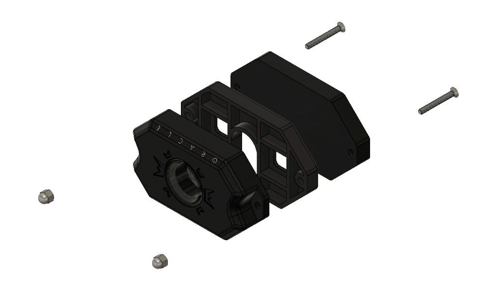 CAD render of magnet adapter with ORACLE Lighting rock light module.