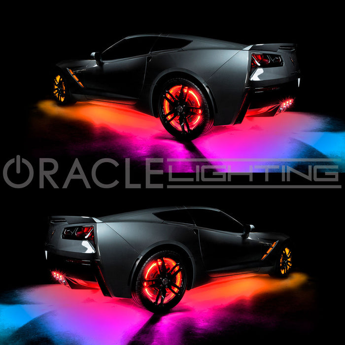 Corvette with rainbow LED underglow.
