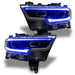 Ram 1500 headlights with blue DRLs.