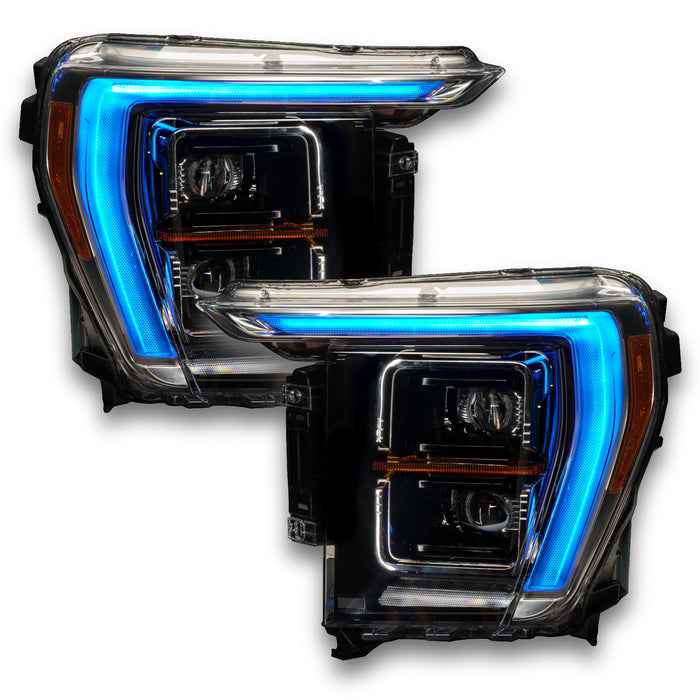 Ford F-150 headlights with cyan DRLs