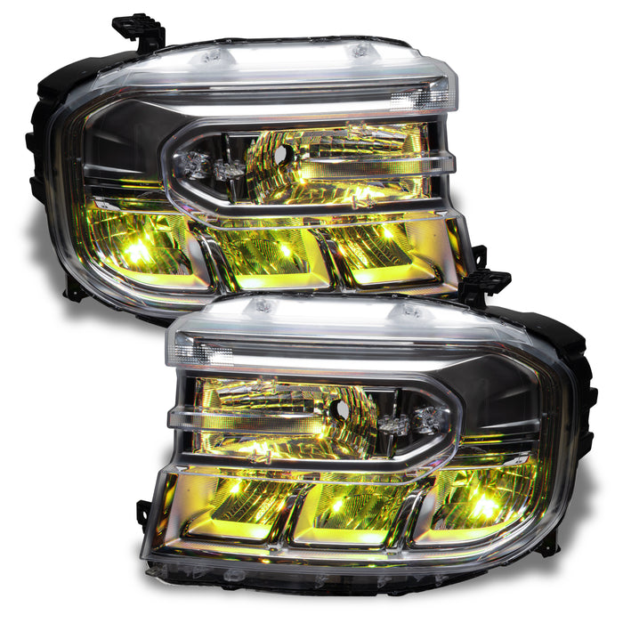 Ford Maverick headlights with yellow demon eyes