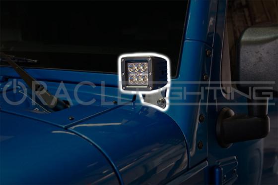Jeep JK Single Light Mounting Pillar Brackets + Lights Combo