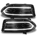 Dodge Charger headlights with white DRLs.