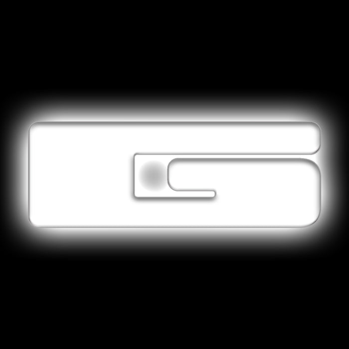 The letter "G" White LED Illuminated Letter Badge with matte white finish.