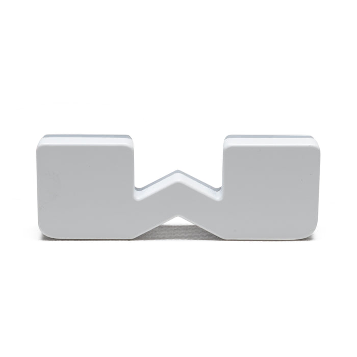 The letter "W" Illuminated Letter Badge with matte white finish.