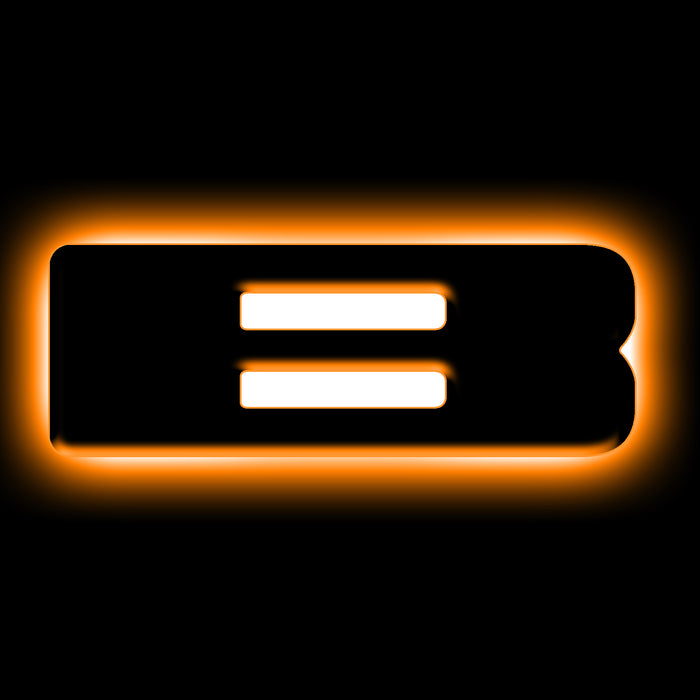 The letter "B" Amber LED Illuminated Letter Badge with matte black finish.
