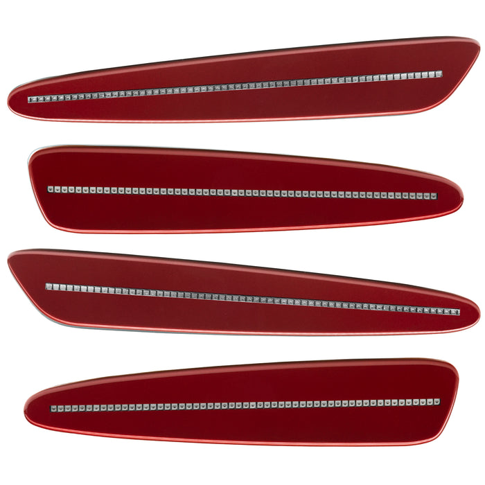 2005-2013 Chevrolet C6 Corvette Concept SMD Sidemarkers with dark red paint and clear lenses.