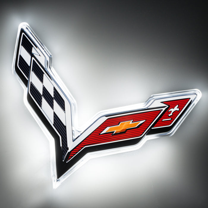 2014-2019 Chevrolet C7 Corvette Rear Illuminated Emblem with white LEDs.