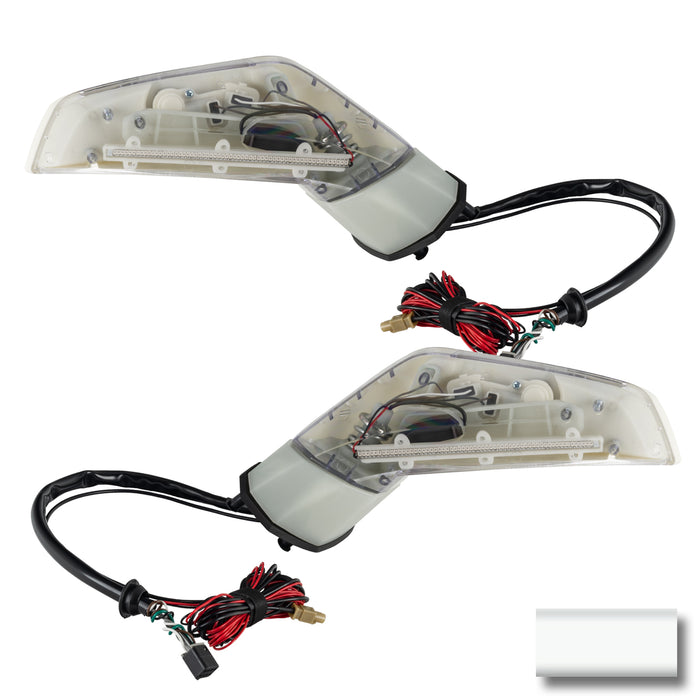 2005-2013 Chevrolet C6 Corvette Concept LED Side Mirrors with white paint swatch.