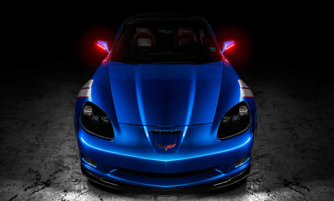 Front view of a C6 Corvette with Concept LED Side Mirrors installed.