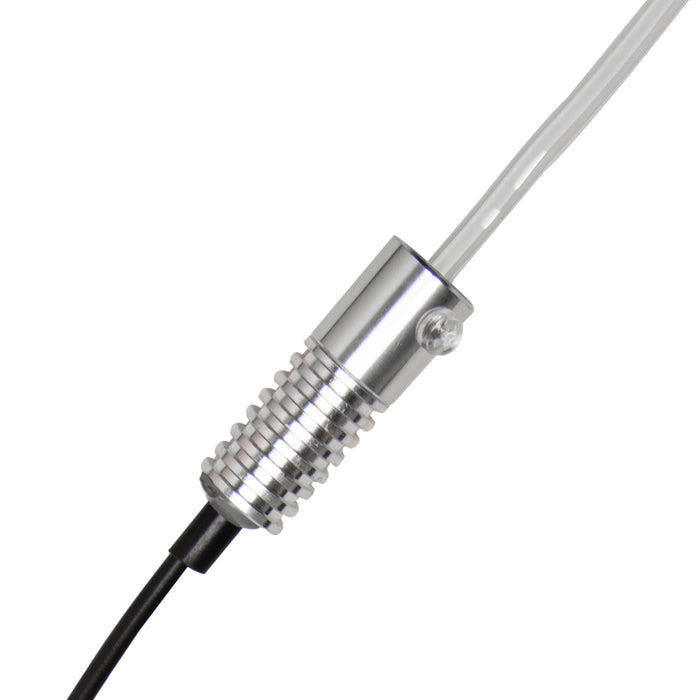 Close-up of a Fiber Optic LED Light Head attached to a fiber optic cable.