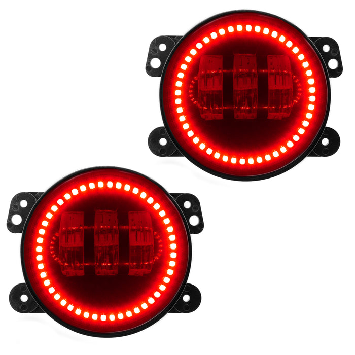 ORACLE High Powered LED Fog Light Replacement-(Pair) with red LED halo rings.