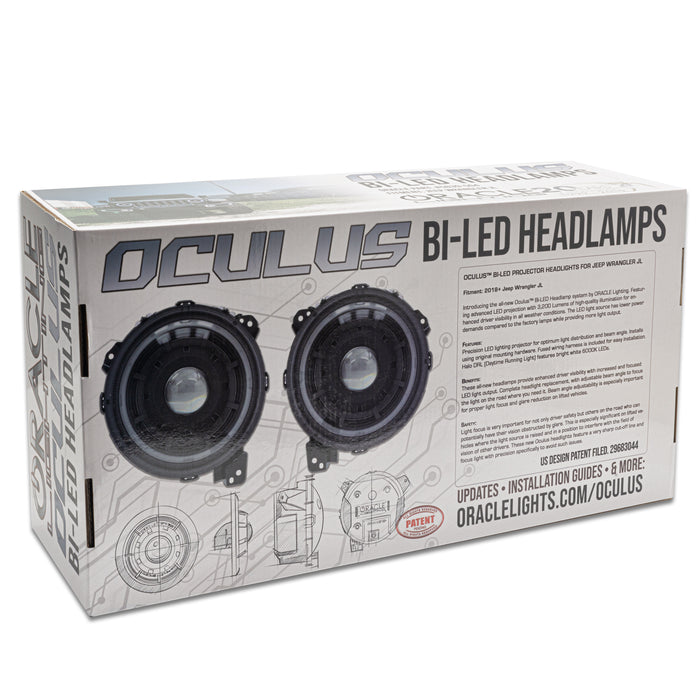 Rear view of the packaging for Oculus Headlights.