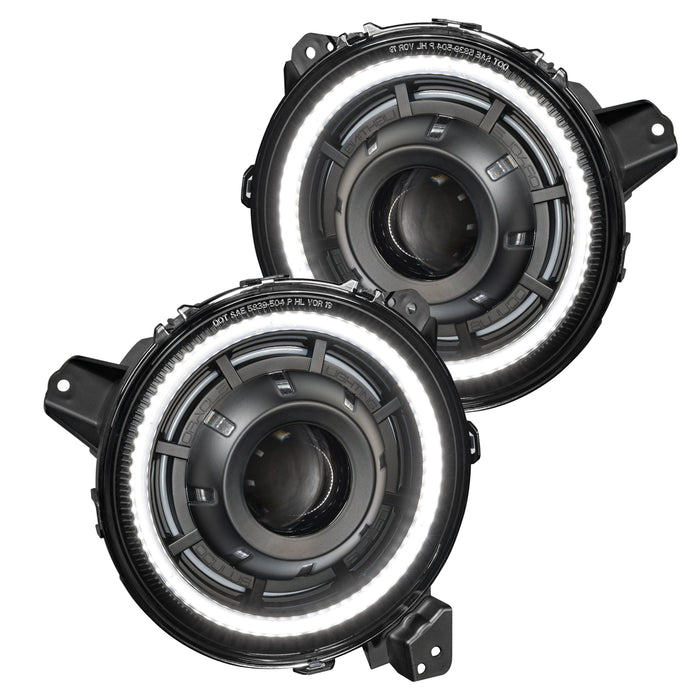 Front view of Oculus Headlights with white outer halo ring.