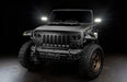 Front view of a Jeep Wrangler JL with LED Off-Road Side Mirrors installed and turned on.