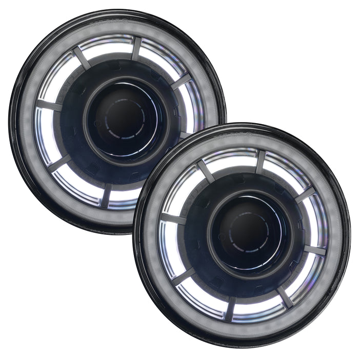 7" Oculus Headlights with white LED inner halo ring.