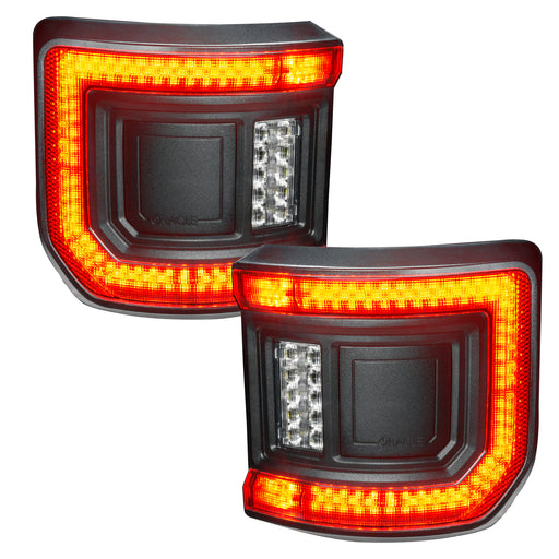 Flush Mount LED Tail Lights for Jeep Gladiator JT with brake lights on.
