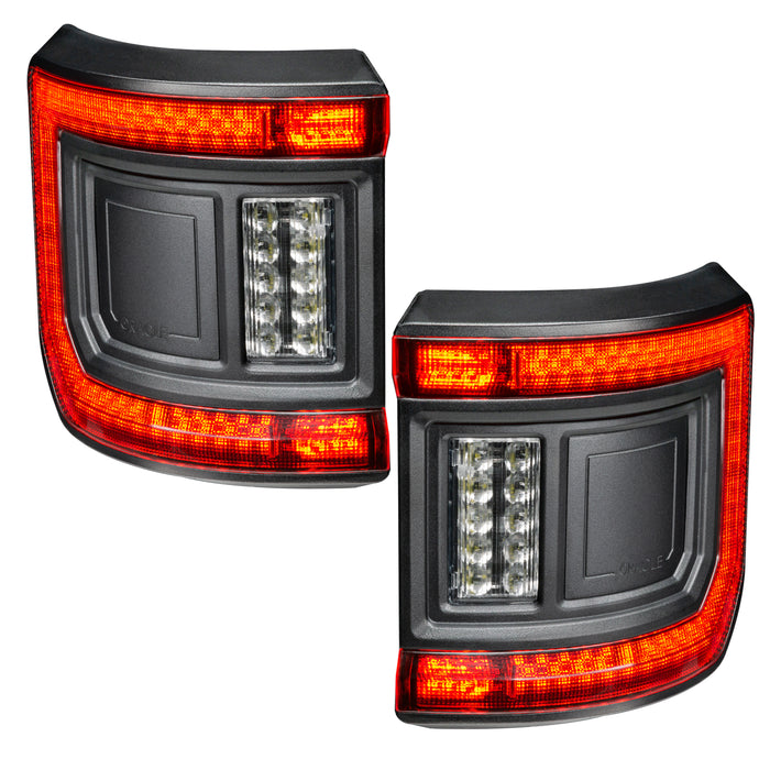 Front view of Flush Mount LED Tail Lights for Jeep Gladiator JT with running lights on.