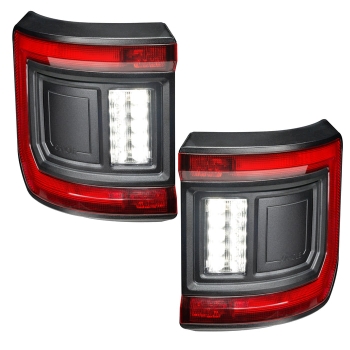 Front view of Flush Mount LED Tail Lights for Jeep Gladiator JT with reverse lights on.