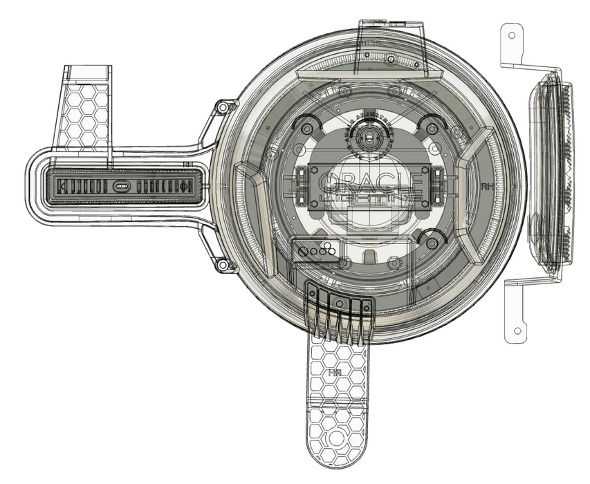 CAD diagram showing the front of the Oculus Headlights for Ford Bronco.