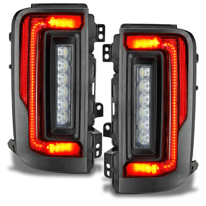 Ford Bronco Standard Lens Flush Style LED Tail Lights with DRLs on.
