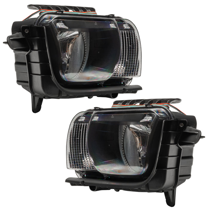 Angled view of 2010-2013 Chevrolet Camaro Non RS Pre-Assembled Headlights - Dynamic ColorSHIFT