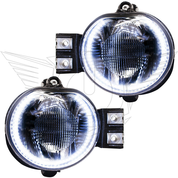2002-2005 Dodge Ram Pre-Assembled Halo Fog Lights with white LED halo rings.