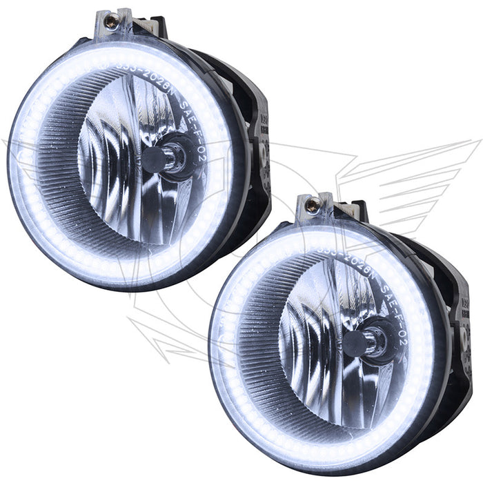 2011-2014 Dodge Challenger Pre-Assembled Halo Fog Lights with white LED halo rings.