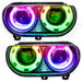 2008-2014 Dodge Challenger Pre-Assembled Headlights - HID with ColorSHIFT LED halo rings.