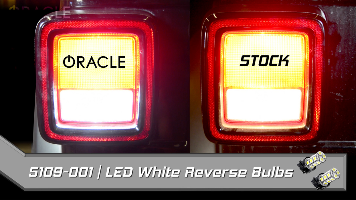 Side by side comparison of factory bulb versus brighter ORACLE LED bulb