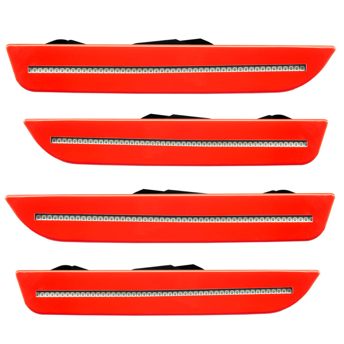2010-2014 Ford Mustang Concept Sidemarker Set with clear lens and colorado red paint.