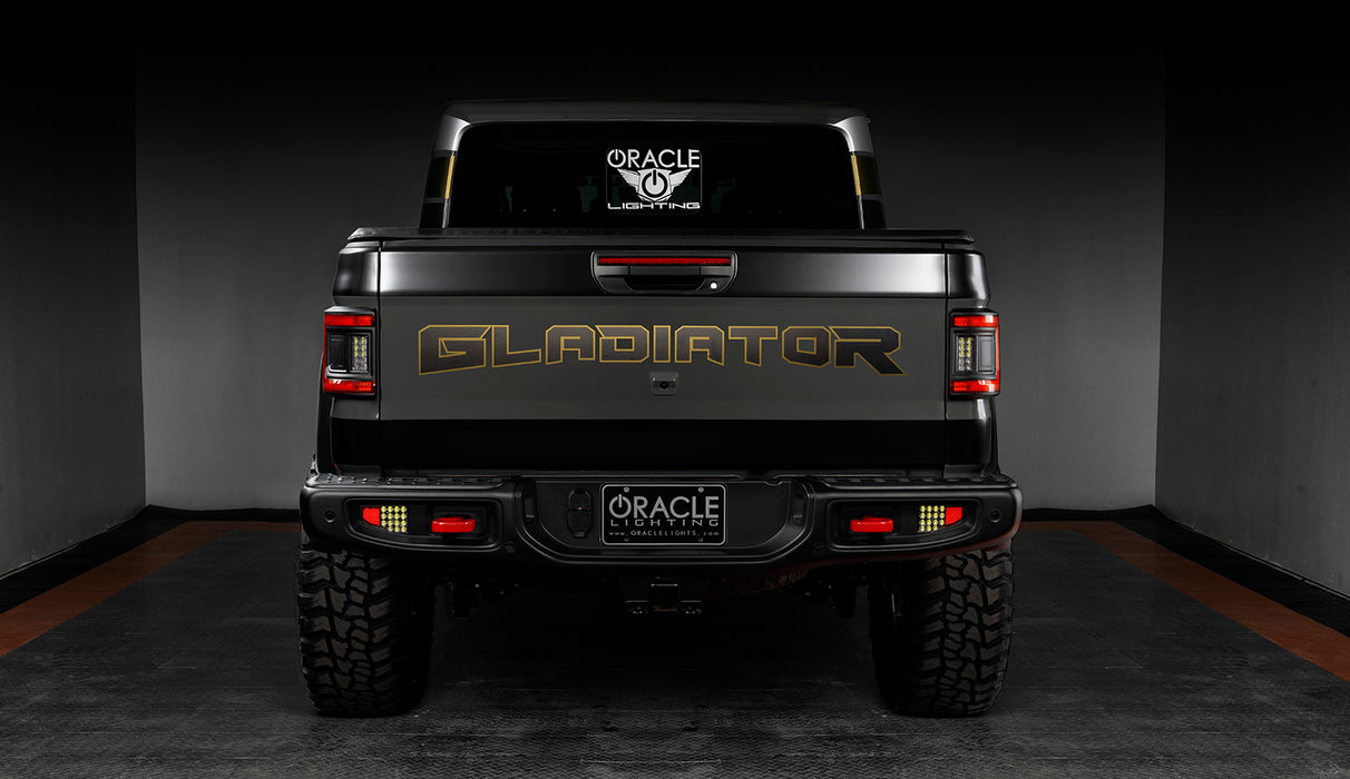 Rear view of a Jeep Gladiator JT with Flush Mount LED Tail Lights installed.