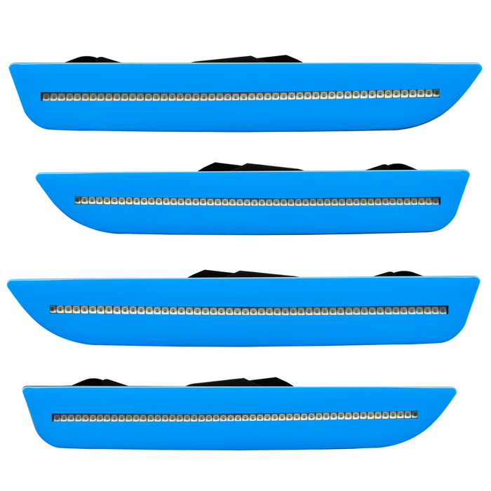 2010-2014 Ford Mustang Concept Sidemarker Set with clear lens and grabber blue paint.