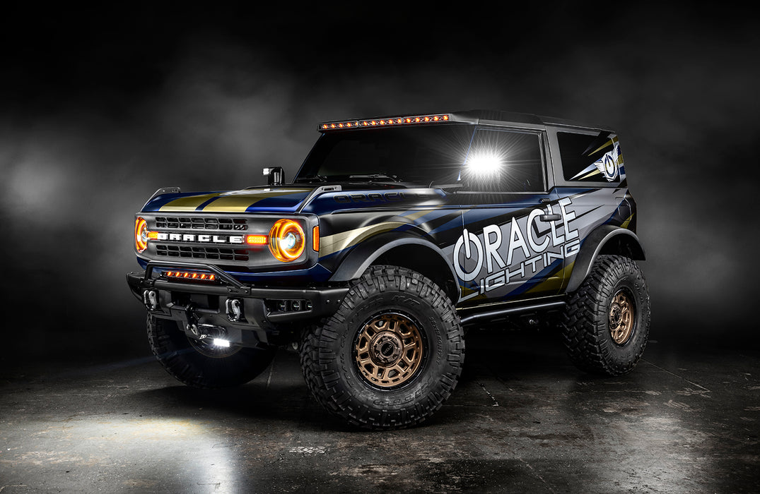 ORACLE Lighting wrapped Ford Bronco with multiple LED lighting products installed.