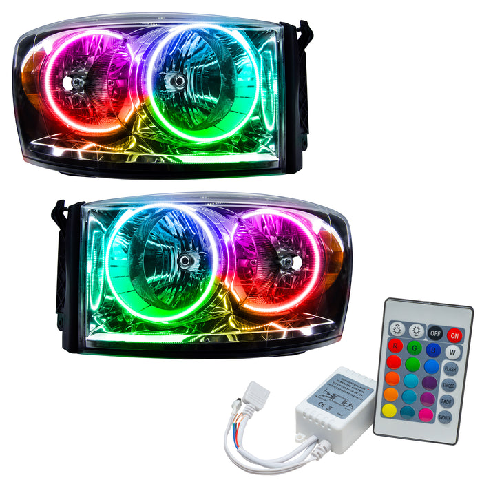 2007-2008 Dodge Ram Pre-Assembled Halo Headlights with Simple Controller.