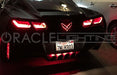 Rear end of a Chevrolet C7 Corvette with red LED Illuminated Emblem installed.